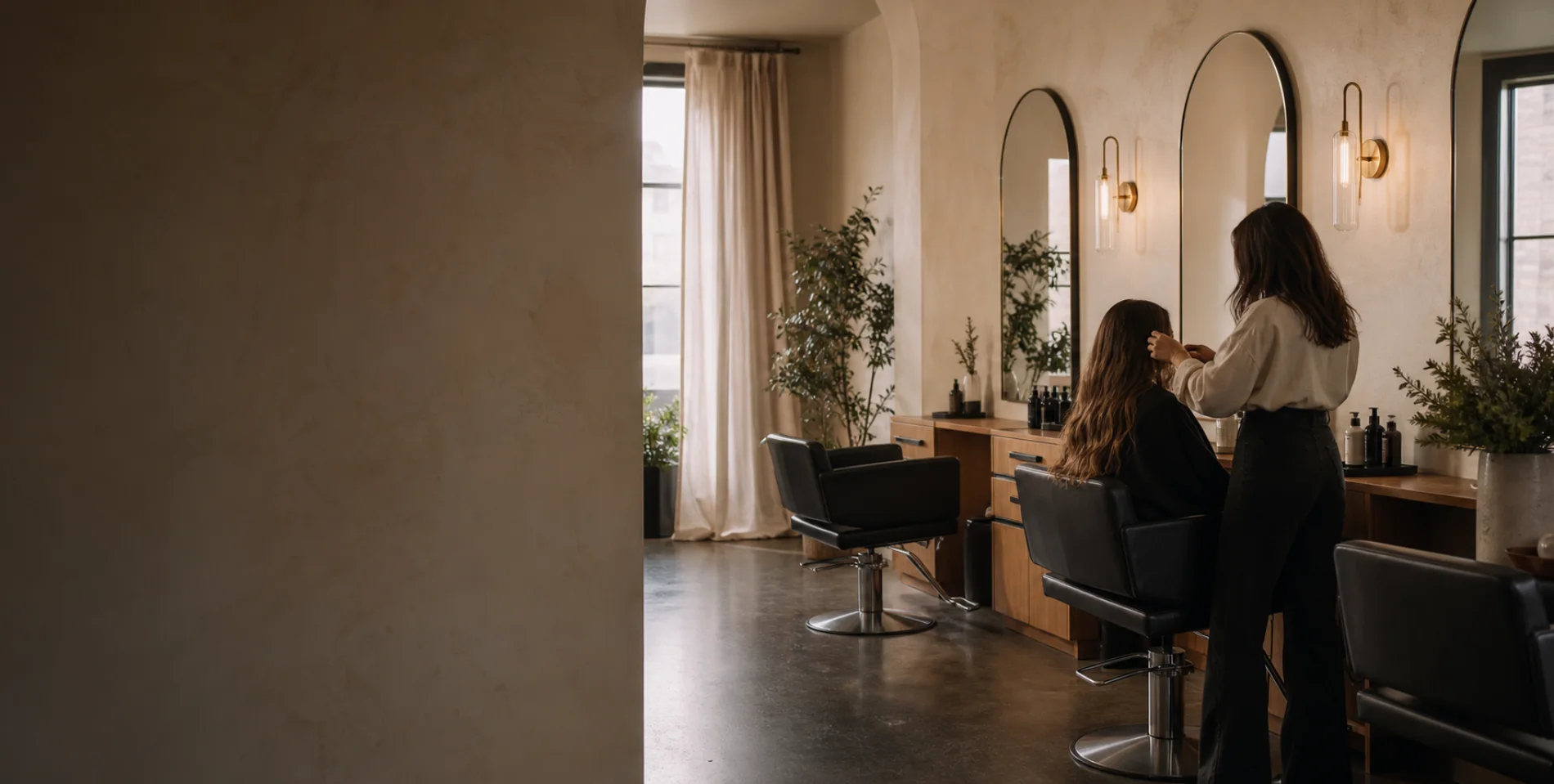 Warm boutique salon interior